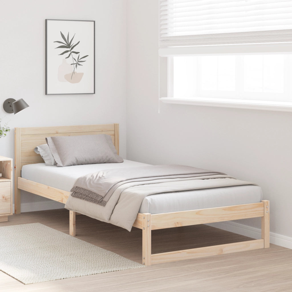 Struttura per Letto Naturale Legno Massello 80 x 200 cm