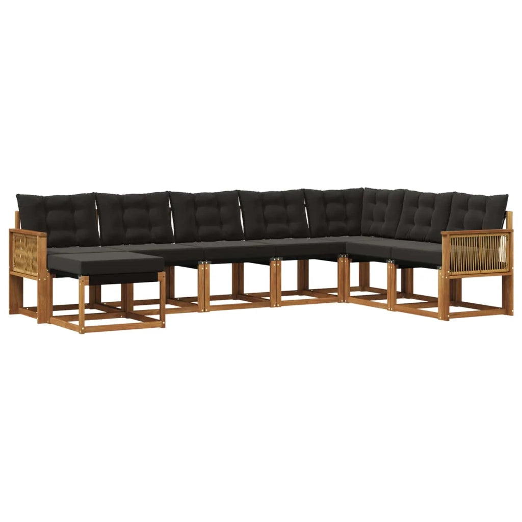 Set di divani da esterno 8 pz Naturale e Nero 3382148