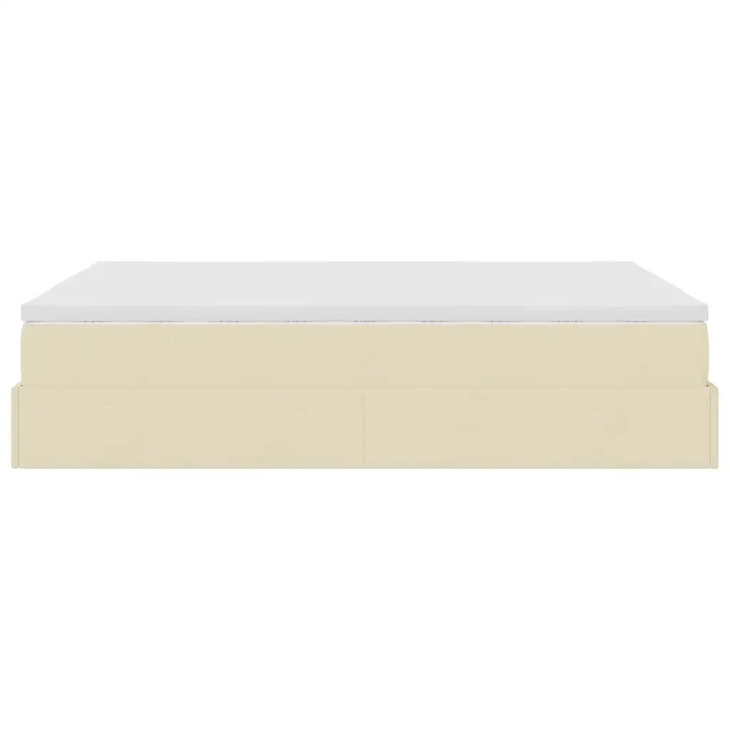 Struttura Letto Pouf con Materasso Crema 140x190 cm in Tessuto 3311111