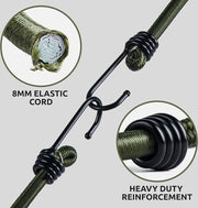 Serrature robuste con ganci, 10 pezzi, misura a scelta, cinture elastiche multifunzionali in gomma per bagagli, portabiciclette, campeggio, resistente all'acqua, UV resistente, serratura rapida 30 cm