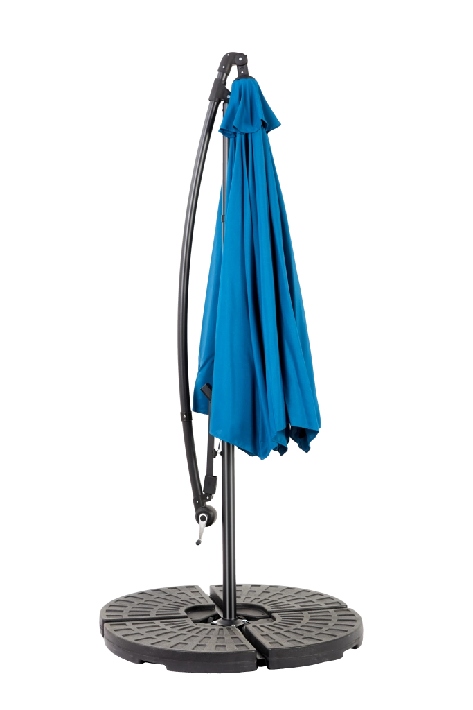 Ombrello Esterno Doppio Lato Rettangolare Grande 14.8 Ft con Manovella Blu Senza Base