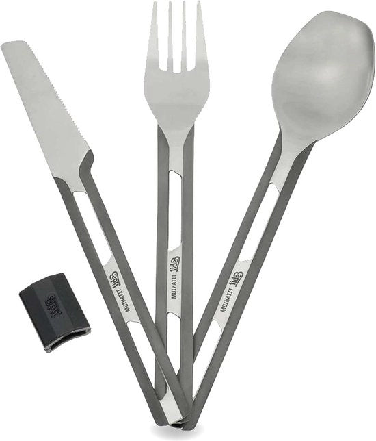 Set da tavola 3 pezzi in titanio ultraleggero con custodia