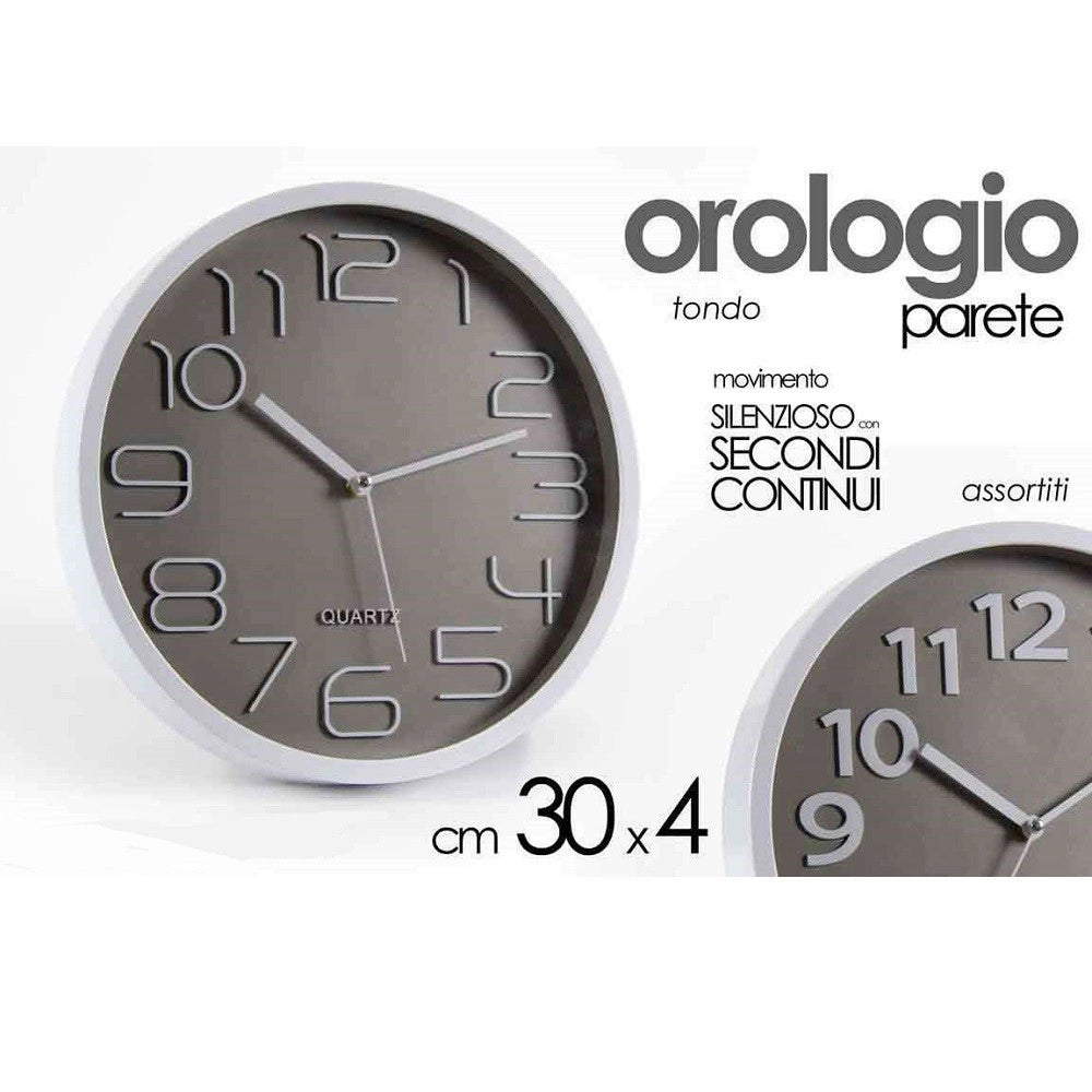 Trade Shop - Orologio Da Parete Tondo 30x4 Cm Movimento Silenzioso Elegante Assortiti 684111 -