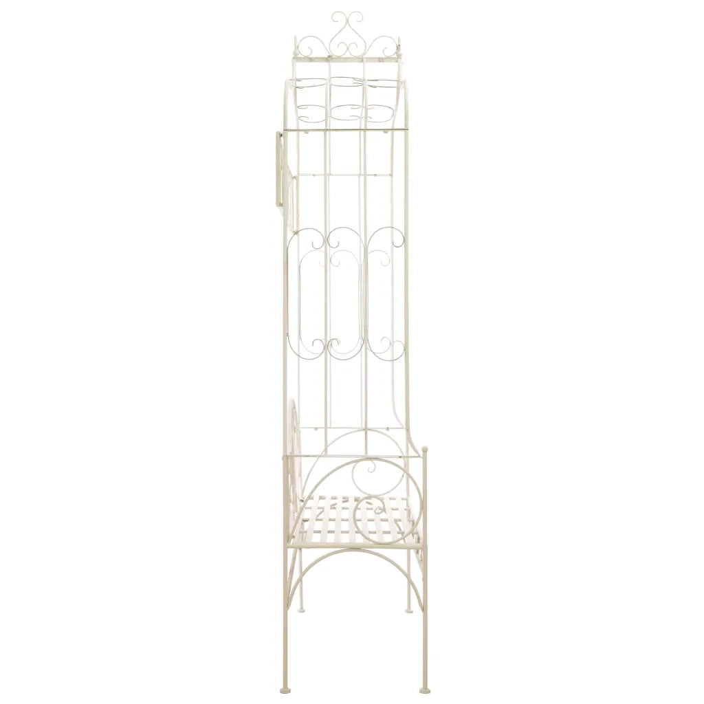 Panchina da Giardino 122 cm in Ferro Bianco Anticato 45434