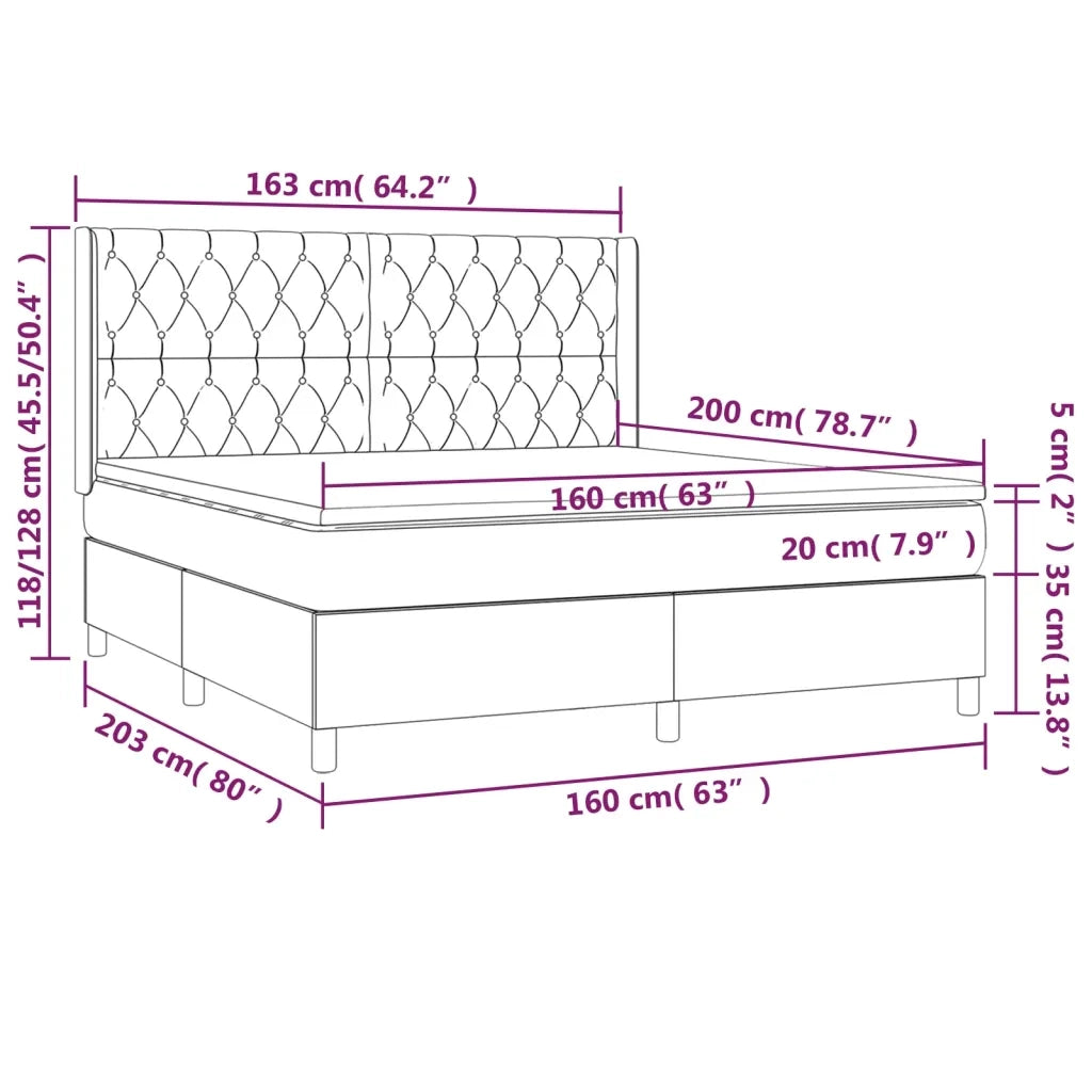 Giroletto a Molle con Materasso Nero 160x200 cm in Tessuto cod mxl 35001