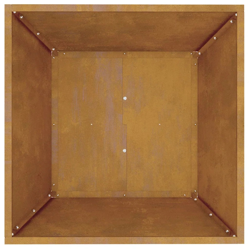 Fioriera da giardino trapezoidale moderna per esterni 50 x 50 x 15 cm in acciaio arrugginito codice 02_0052394.