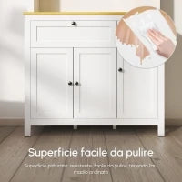 Dispensa Cucina con Cassetti, Ripiani Aperti e Scaffali Regolabili in Legno, 100x40x180 cm, Bianco