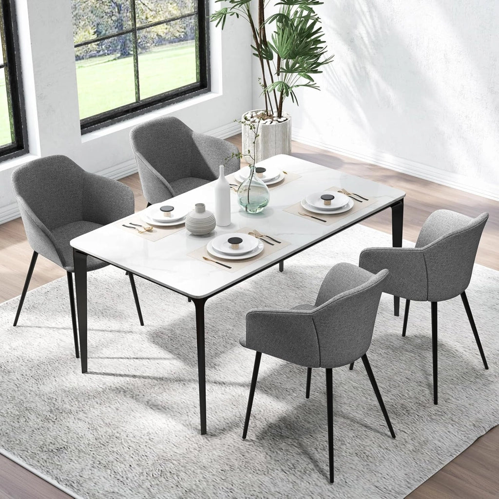 Set di 2 Sedie da Pranzo, Sedia da Pranzo Imbottita con Schienale Ergonomico, Ampi Braccioli, Sedie Moderne ed Eleganti per Soggiorno, Sala da Pranzo e Cucina, Portata 150 kg (Grigio)
