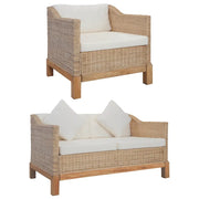 Set di Divani 2 pz con Cuscini in Rattan Naturale cod mxl 6260
