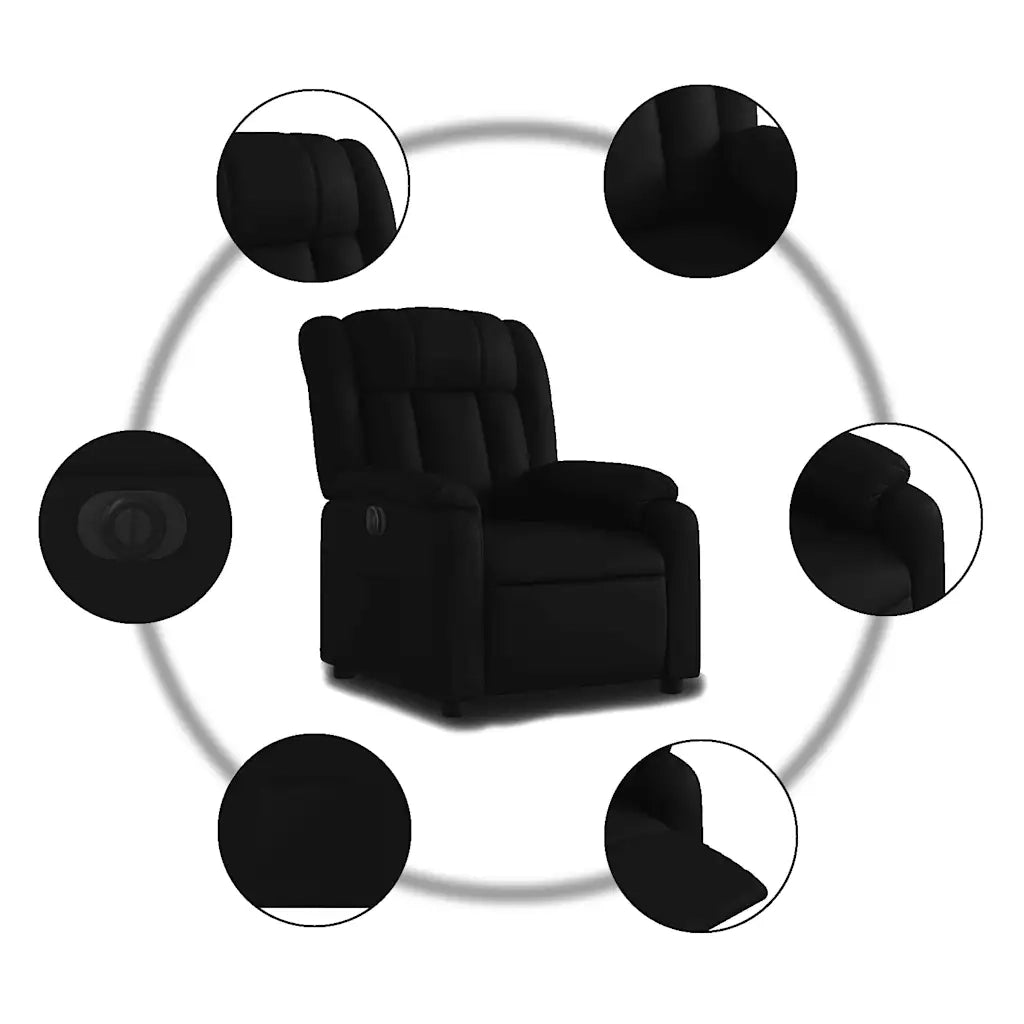 Divano Sedia-Poltrona Reclinabile Elettrica Nera in Similpelle 759918