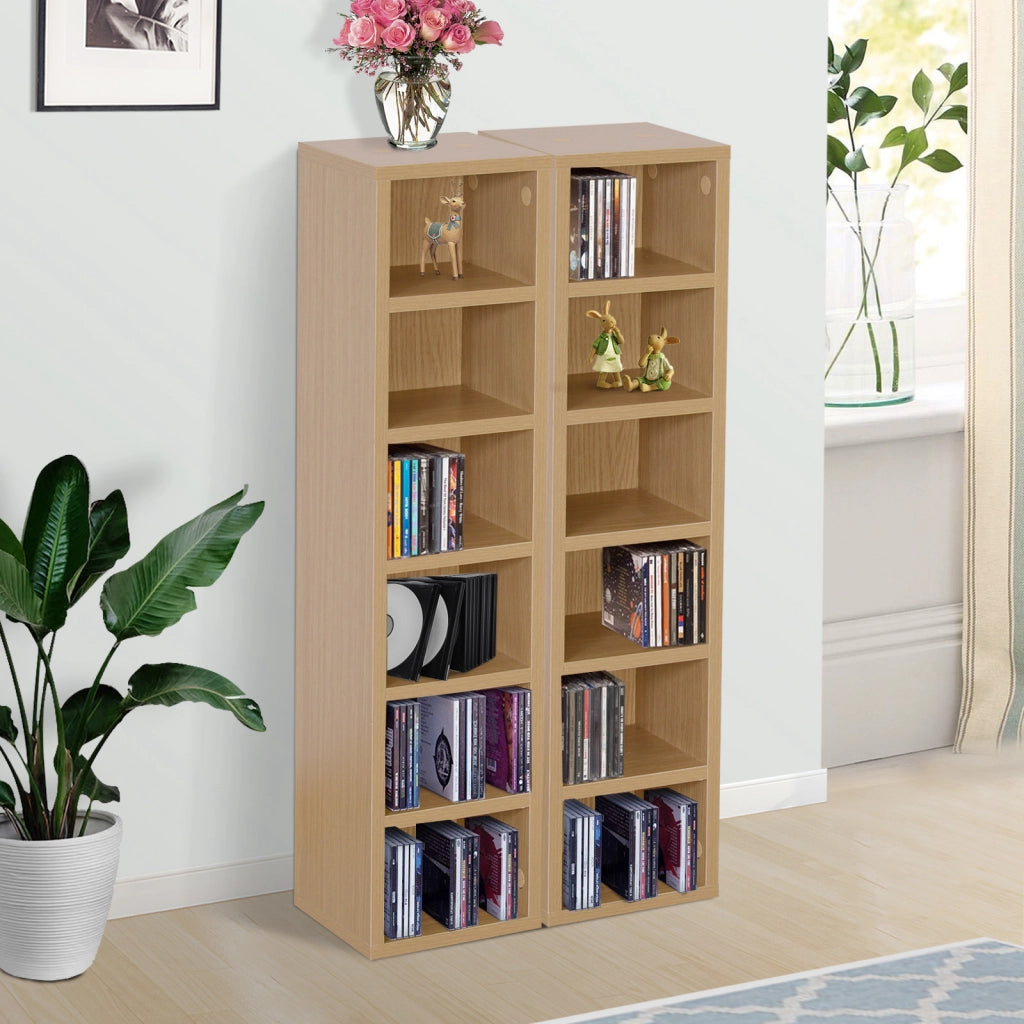 Libreria a colonna 2 pezzi ¨C Xylo ¨C legno effetto faggio 6 ripiani 21x19x88cm