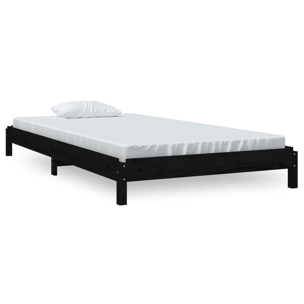 Letto singolo | Letto per adulti | Letto Impilabile Nero 80x200 cm in Legno Massello di Pino