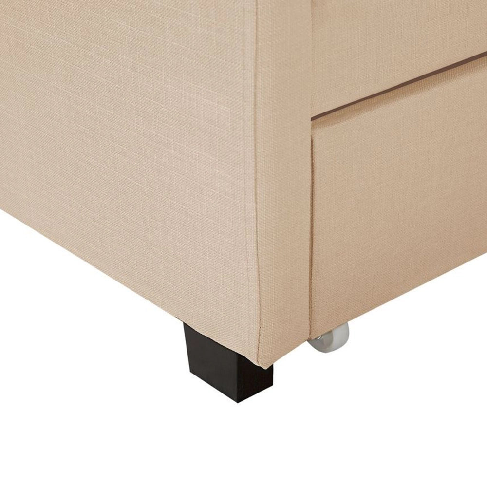 Struttura del letto Cassetto imbottito in poliestere beige 180 x 200 cm Design tradizionale