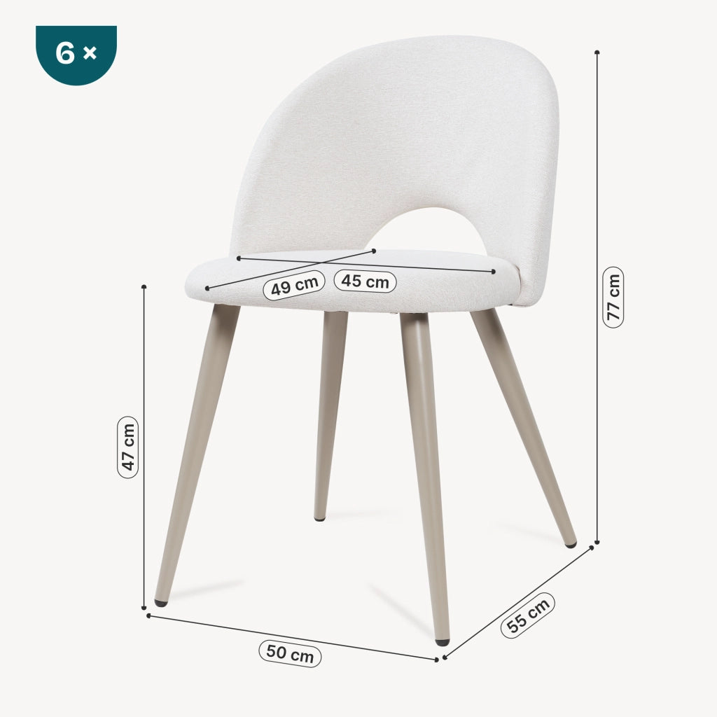Set Karijoki di 6 Sedie Imbottite da Sala Pranzo Rivestimento in Tessuto - Beige [en.casa]