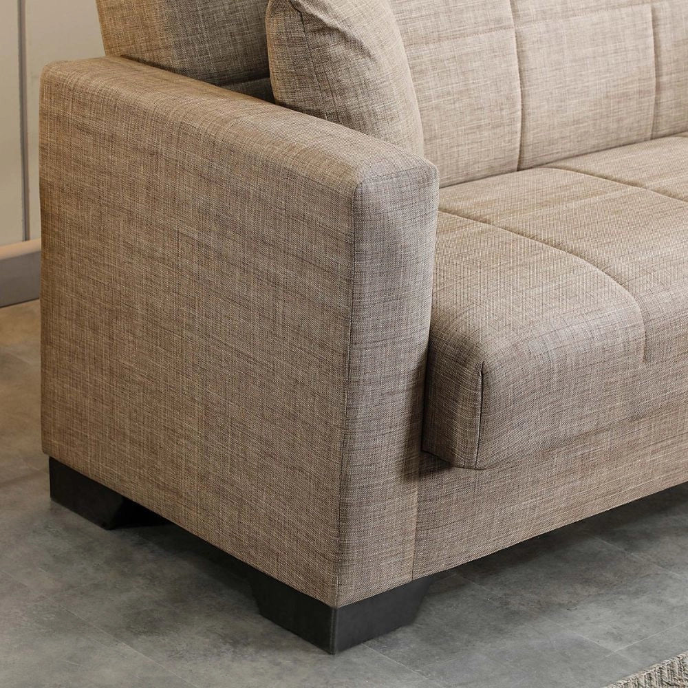 Divano letto Moon con contenitore colore Camel 213x81x83H