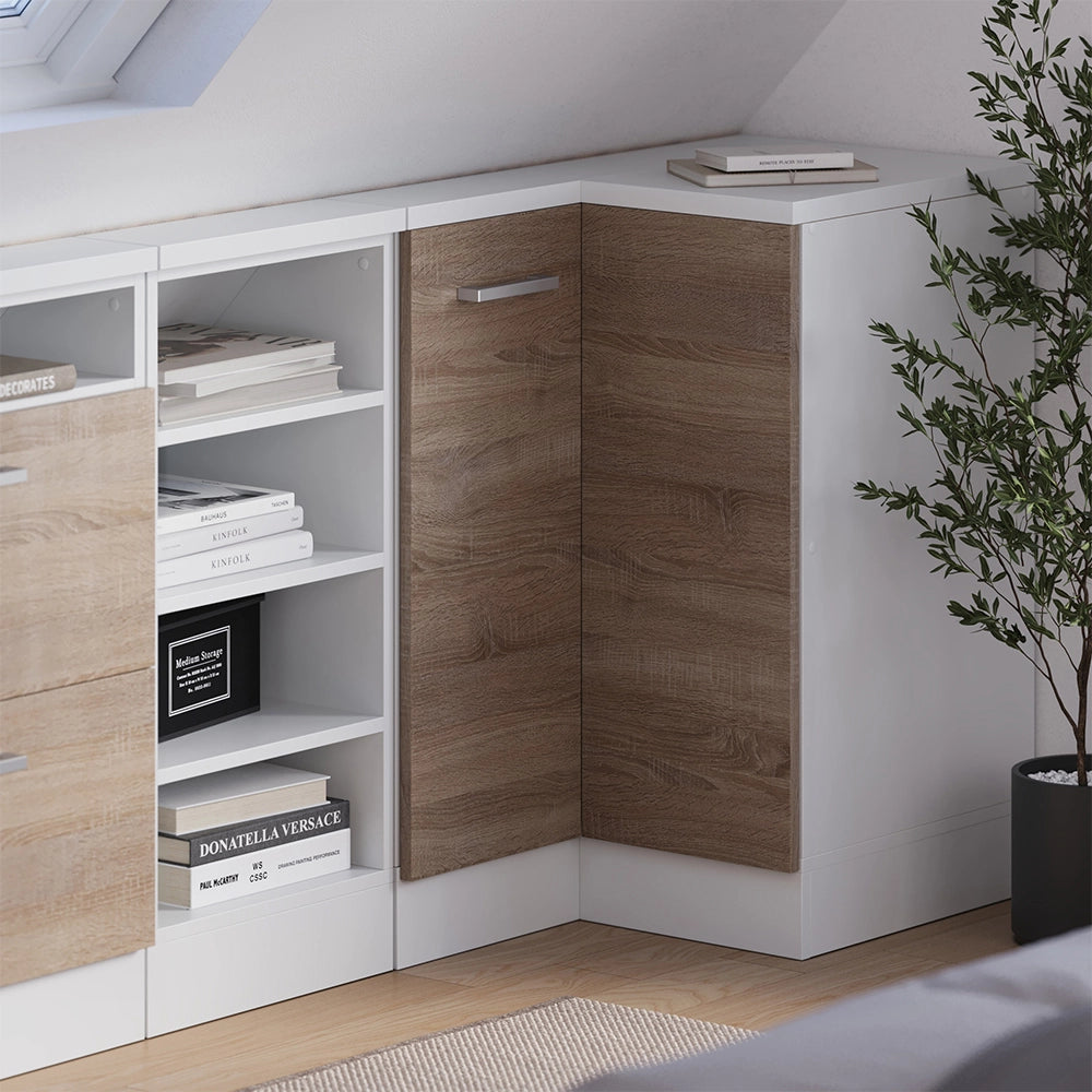 Mobile sottotetto Mobile angolare Rion Sonoma/Bianco 75.6 x 83.8 cm con 1 porta Vicco