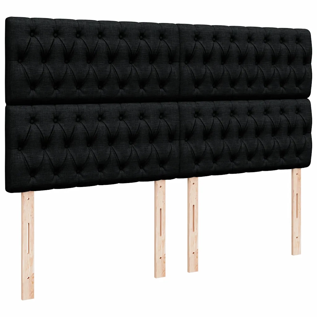 vidaXL Struttura Letto Pouf con Materasso Nero 160x200 cm in Tessuto