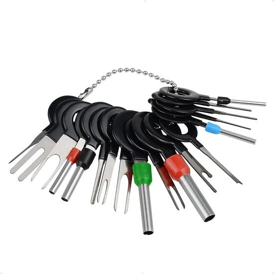 Set di strumenti di rimozione premium per auto - 18 pezzi - Estrattore di pin con connettore a filo - Strumento di disconnessione del cavo - Pintrekker