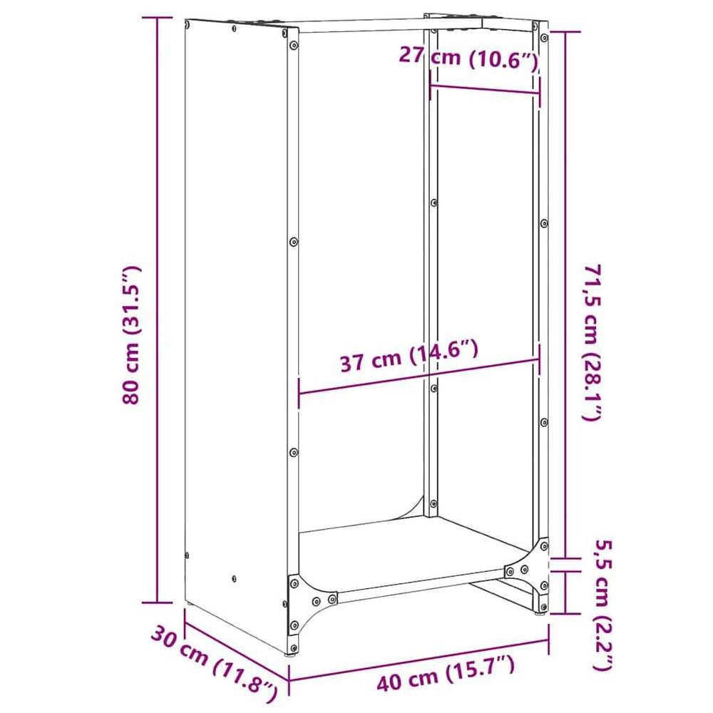 Porta legna 40x30x80 cm in acciaio resistente alle intemperie – robusto e resistente, ideale per esterni, giardino e camino, pratico e durevole
