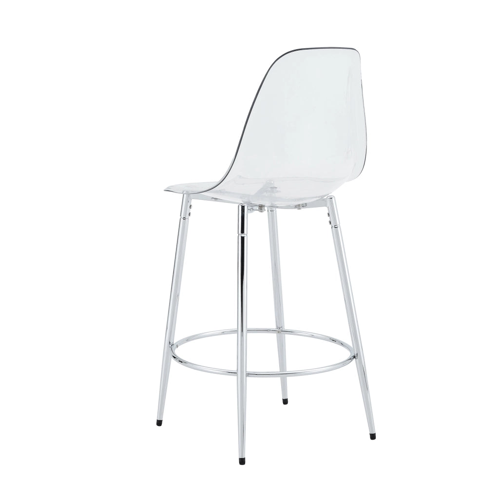 Set tavolo cucina e sedie con 1 tavolo bar e 2 sgabelli; poggiapiedi; in vetro; metallo e plastica trasparente