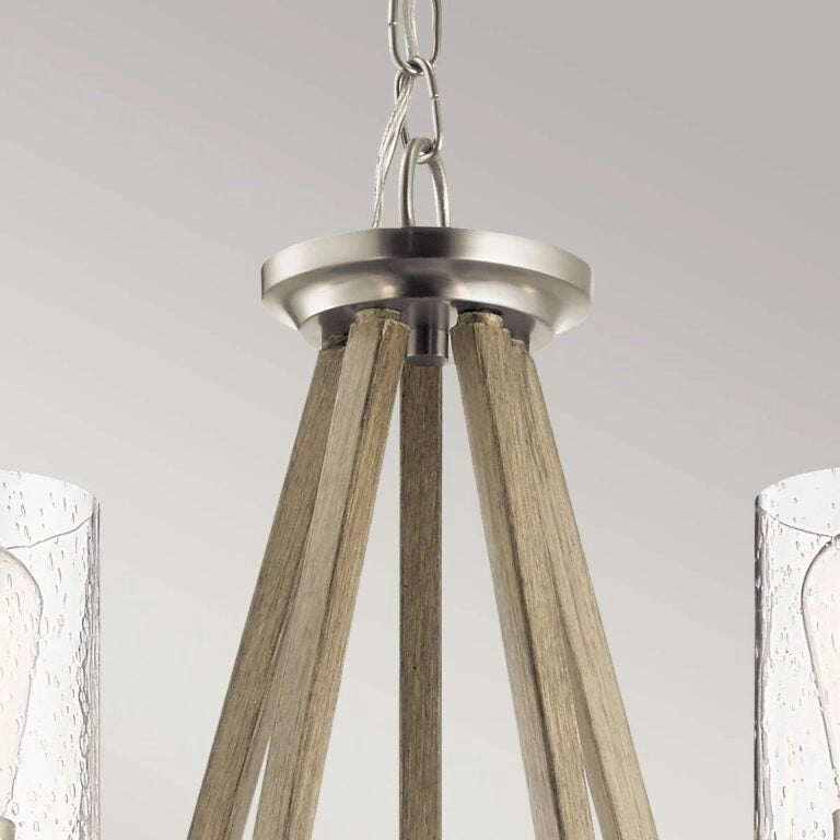 Lampadario Deryn grigio anticato in vetro 5xE27 Kichler