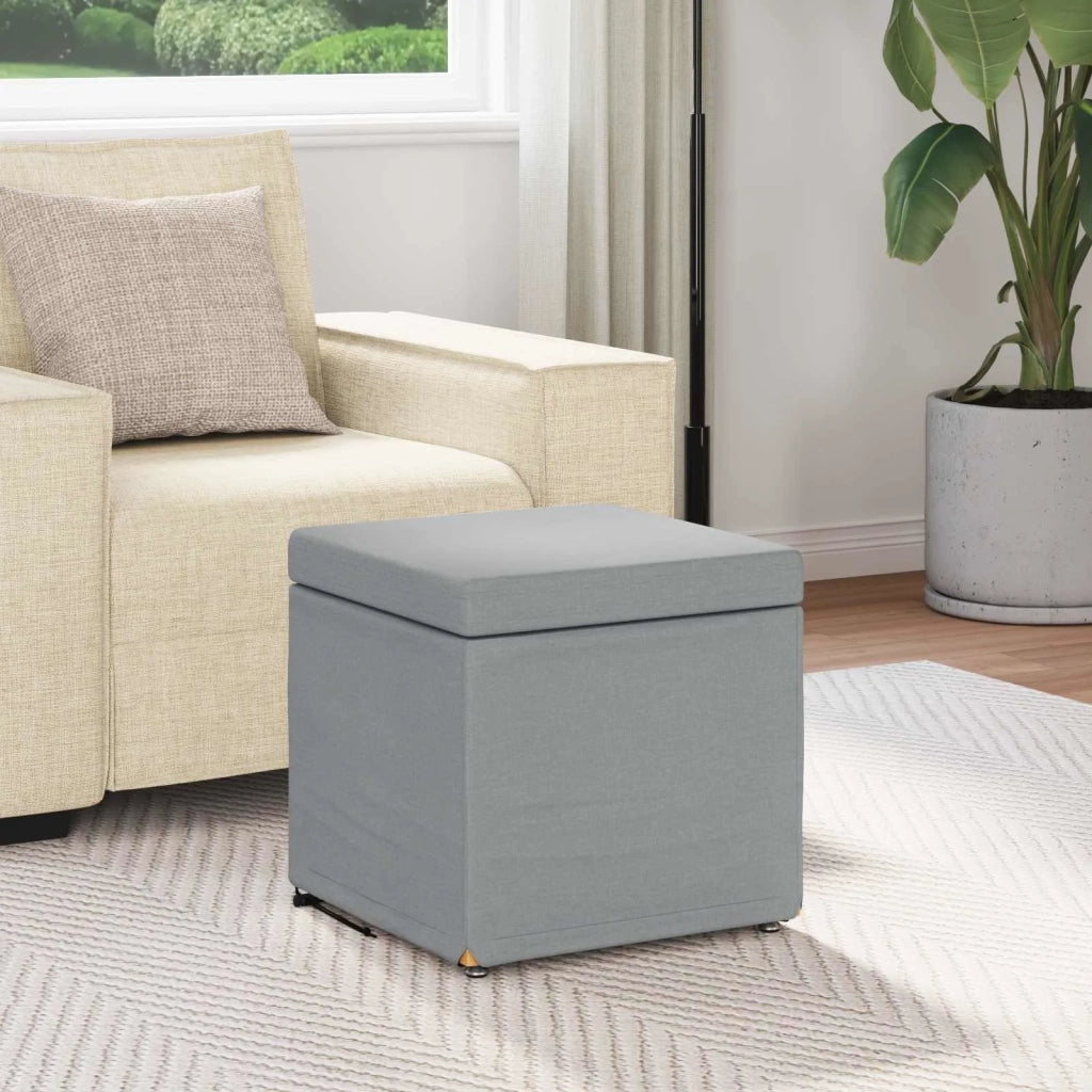 Pouf Grigio chiaro Tessuto e Legno Ingegnerizzato