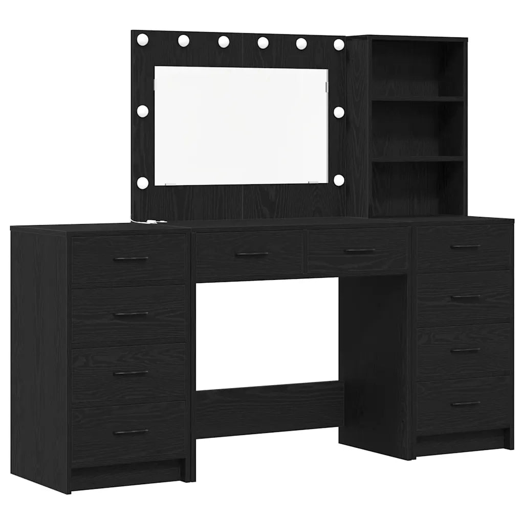 Tavolo da Trucco 3 pcs Rovere Nero Legno multistrato 3334210
