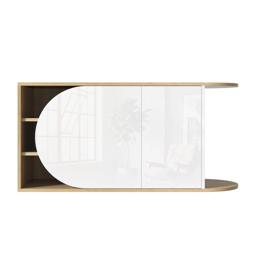 Scarpiera con 2 ante, apertura a pressione, per ingresso e corridoio, in truciolare, bianco naturale, 104 × 37 × 50 cm