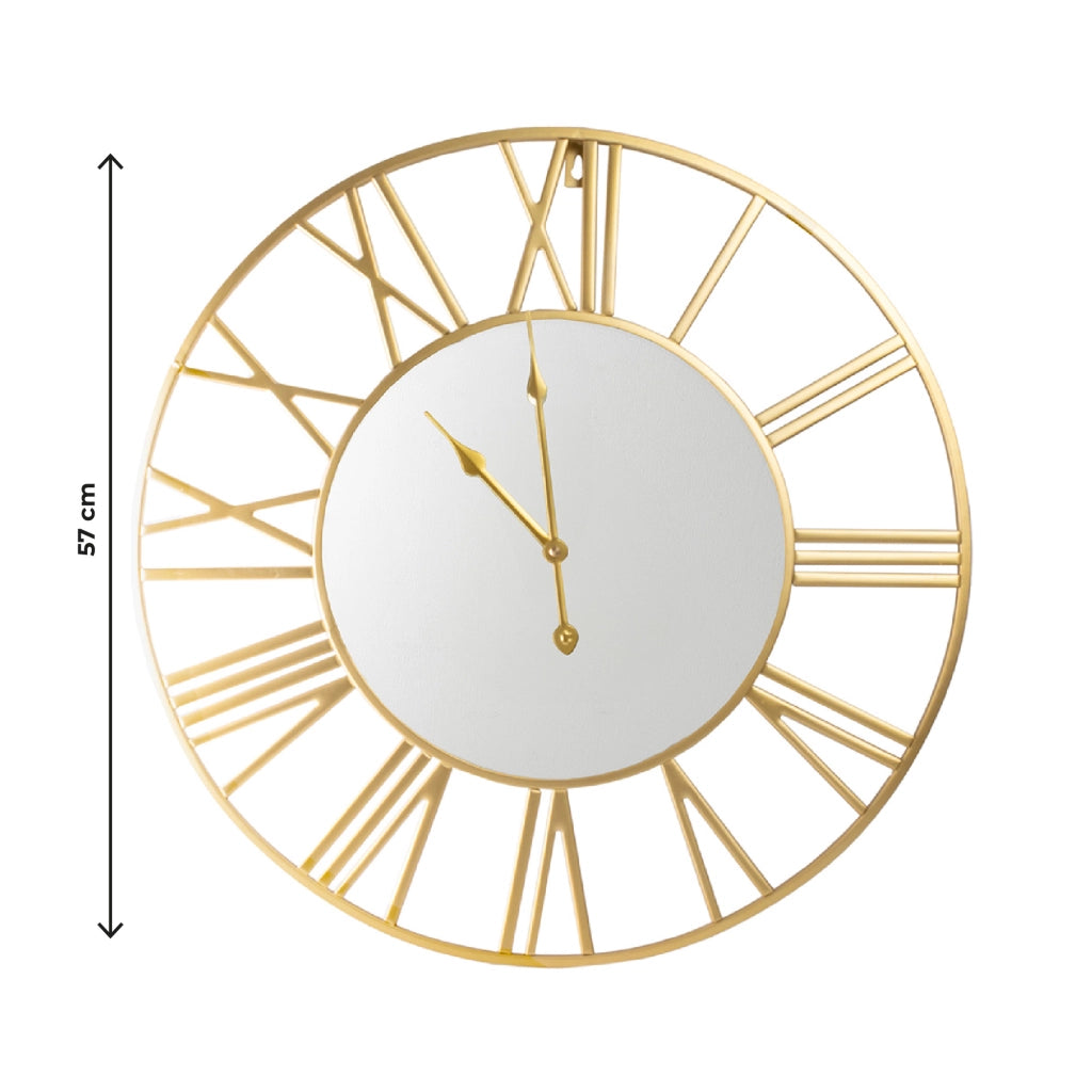 Orologio da Parete Grande 57 cm con Numeri Romani Design Industriale Moderno in Metallo Nero o Oro per Soggiorno Cucina Ufficio e Ingresso Oro