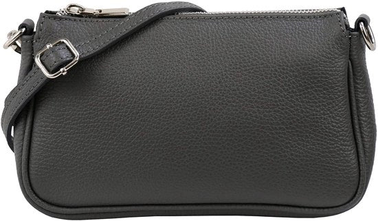 Borsa da spalla in pelle reale Crossbody taschino Portafoglio piccola tasca tasca da sera 23x13cm G323 (grigio scuro)
