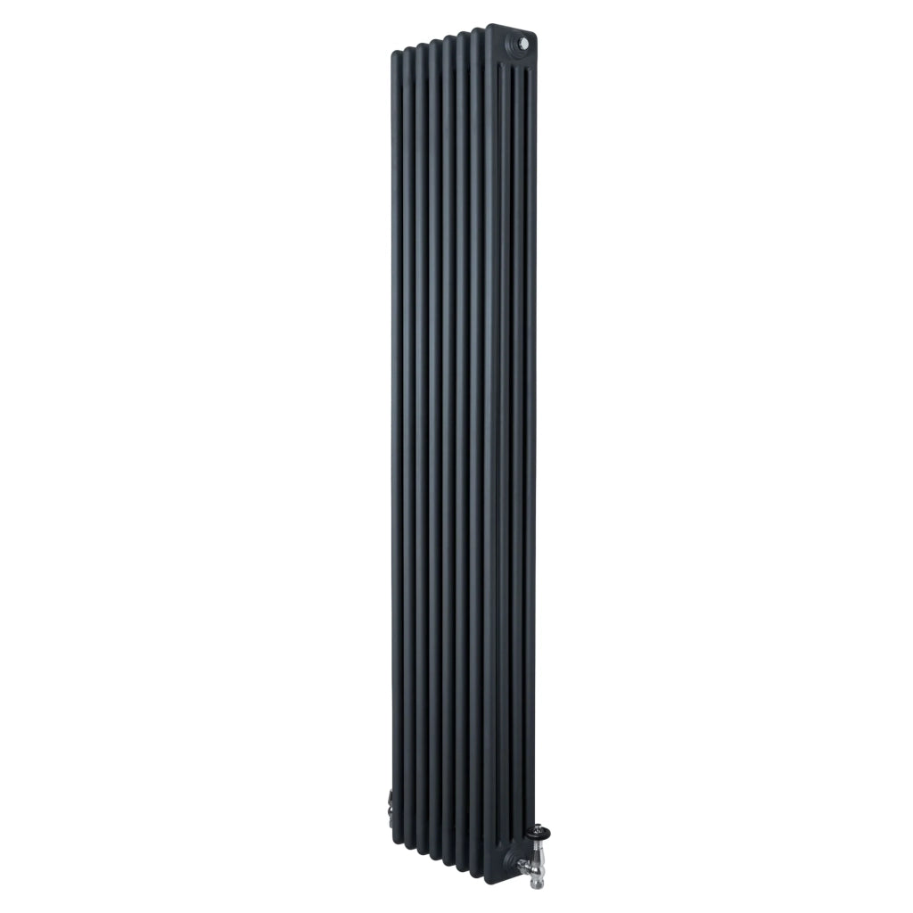Radiatore Tradizionale 4 Colonne Verticale Riscaldamento Antracite & Valvole 1800x380 mm
