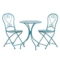 Set Tavolino e 2 Sedie Pieghevoli da Giardino Deco Turchese