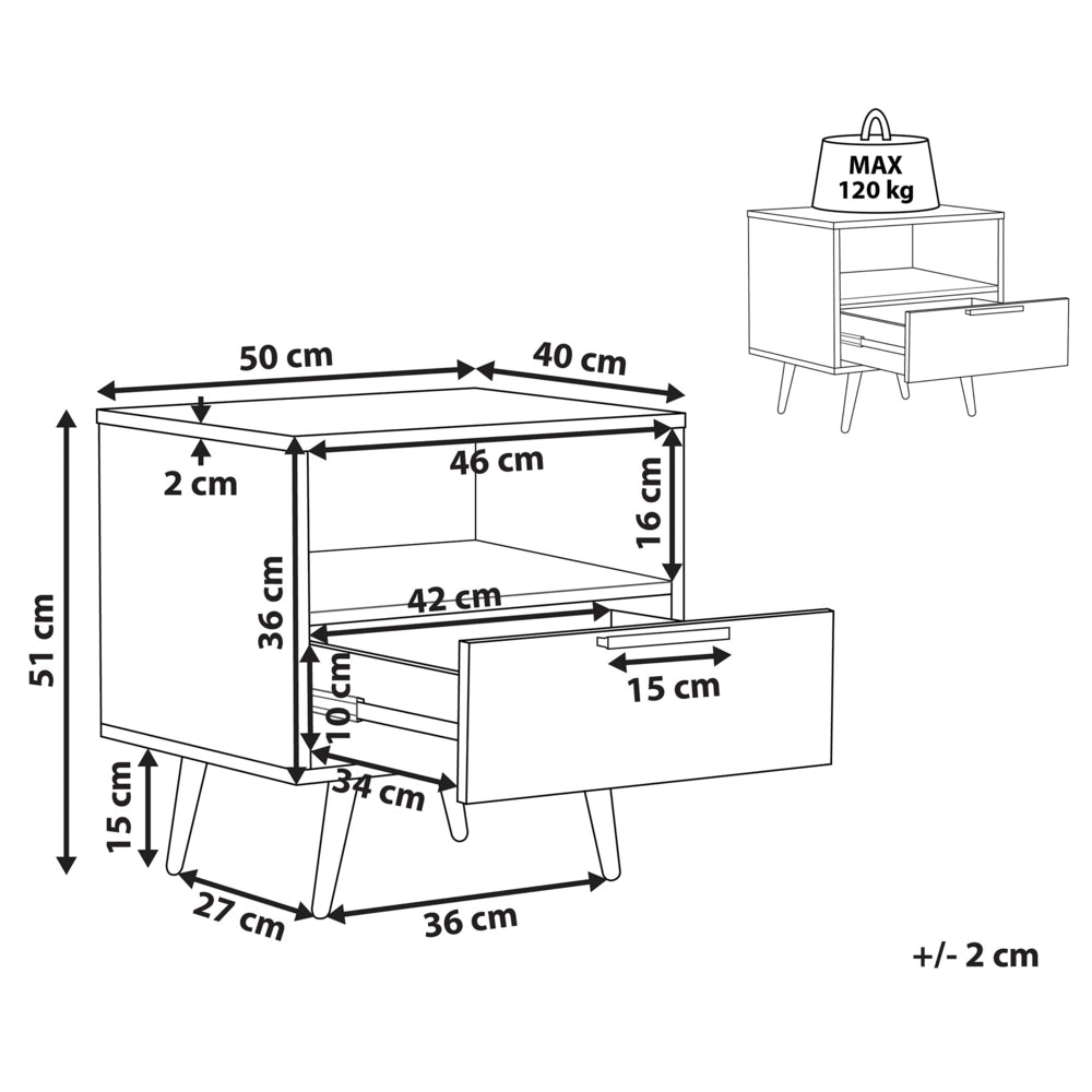 Comodino MDF Nero Gambe in metallo dorato Cassetto portaoggetti Scaffale finitura opaca Comodino camera da letto