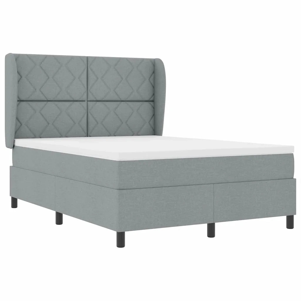 Letto a molle con materasso Grigio chiaro 140 x 200 cm Tessuto 3340627