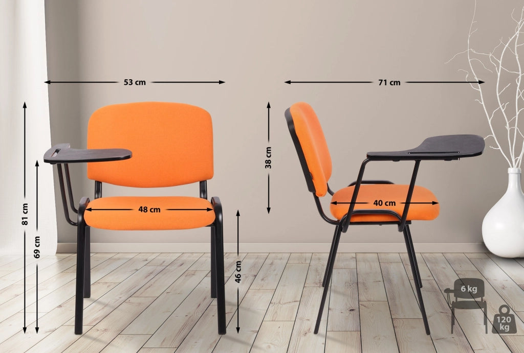 Sedia Ken in tessuto con tavolino ribaltabile arancione