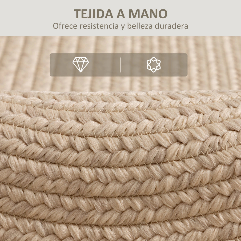 Tappeto per Soggiorno e Camera da Letto ¨C Minimal ¨C 170x120 cm Beige Lavabile a Mano Tessuto Rustico