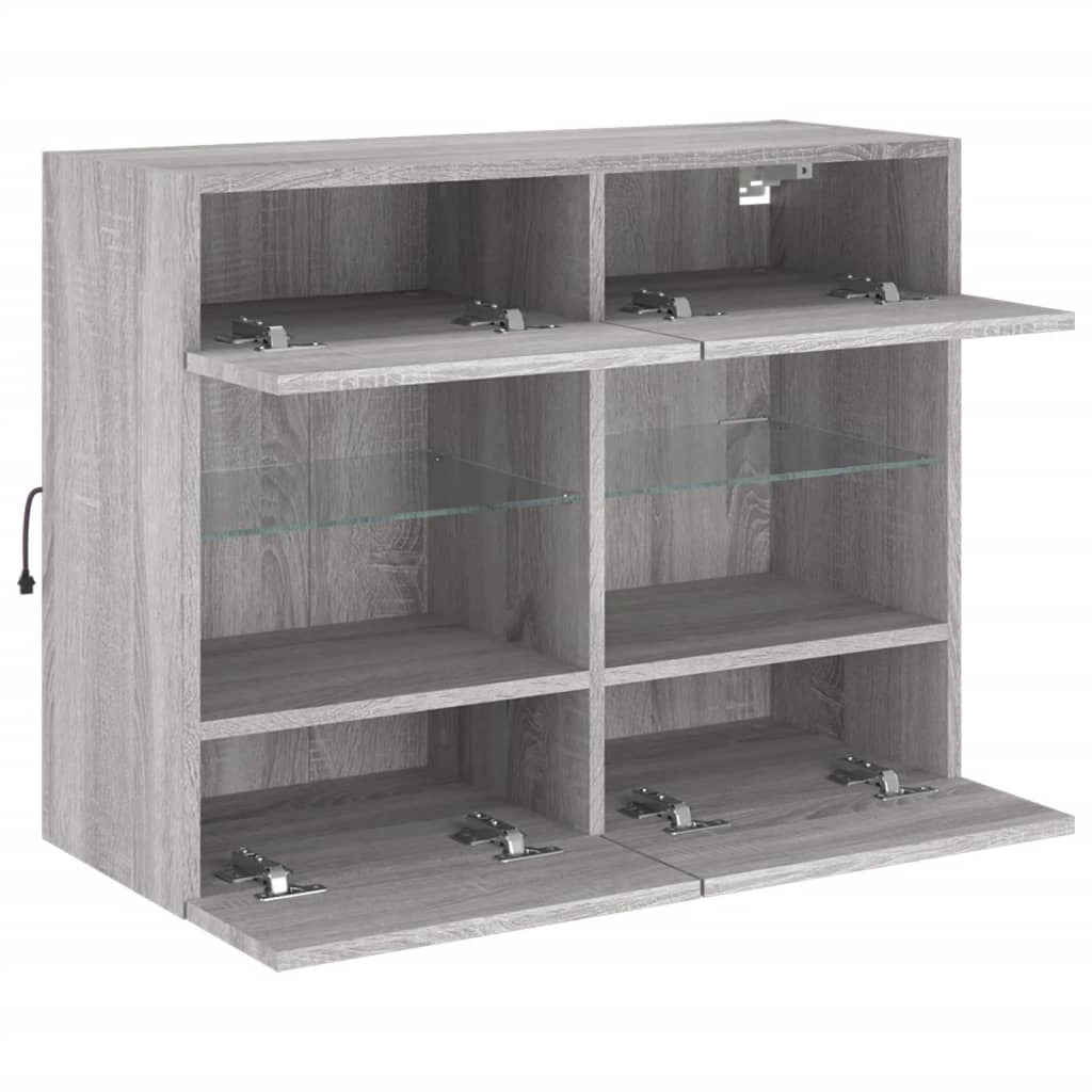 Mobile TV multimediale mensola TV credenza mobile TV parete attrezzata per sala da pranzo soggiorno camera da letto con luci LED Sonoma 78,5 x 30 x 60,5 cm grigio 02_0028056