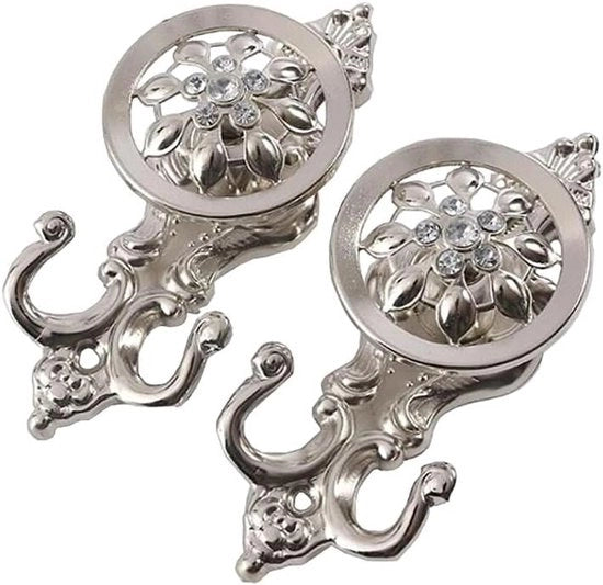 Decorazione per Parete con Cristalli - Set a Due Pezzi - Bianco Argento