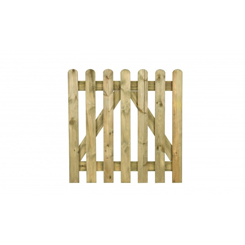 Cancello legno 100x100 cm impregnato - Listelli arrotondati - Ideale per recinzioni da giardino