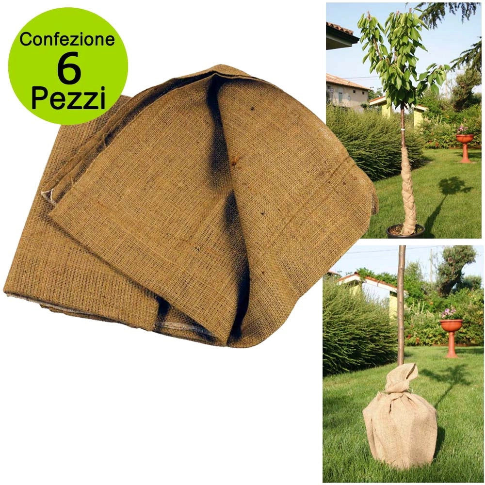 Multipack 6 pz telo in juta naturale per piante acquatiche telo protettivo per piante 1,4 x 1,4 metri