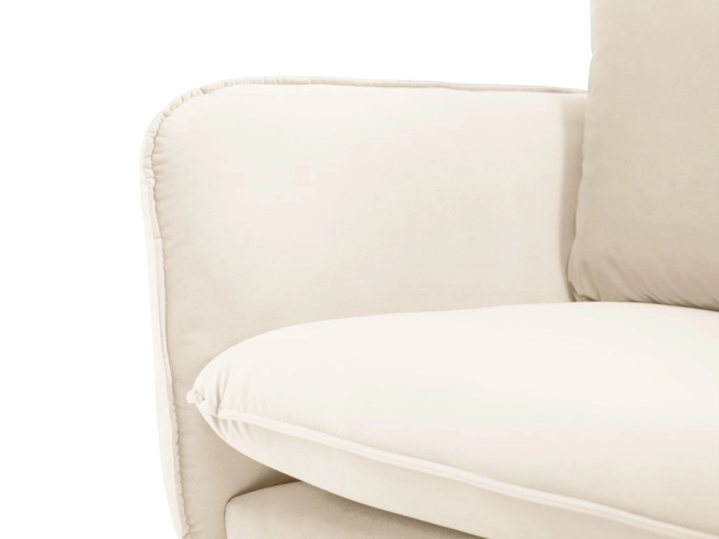 Cosmopolitan Design - Divano angolare destro "Vienna" 6 posti in velluto beige chiaro 
