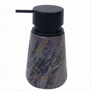 Trade Shop - Dispenser Porta Sapone Liquido Arredo Bagno Effetto Marmorizzato Nero Oro 59891 -