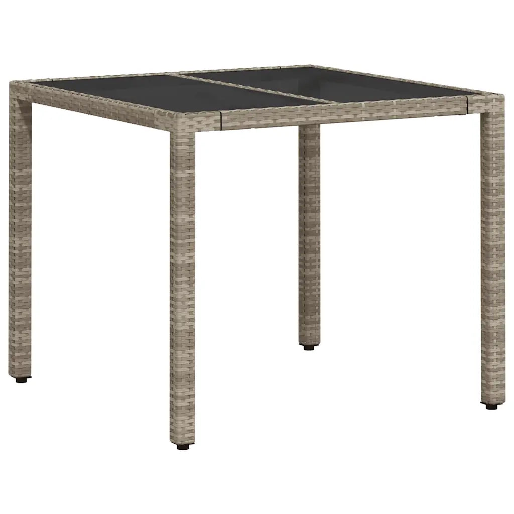 Tavolo Giardino Piano Vetro Grigio Chiaro 90x90x75cm Polyrattan 368122