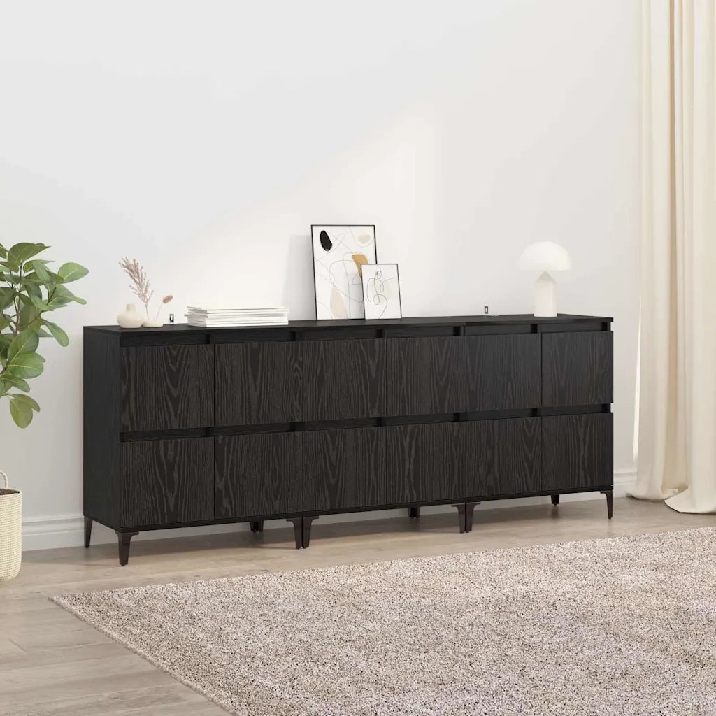 Credenza | Sideboards 3 pcs Rovere Nero 60 x 35 x 70 cm Legno multistrato