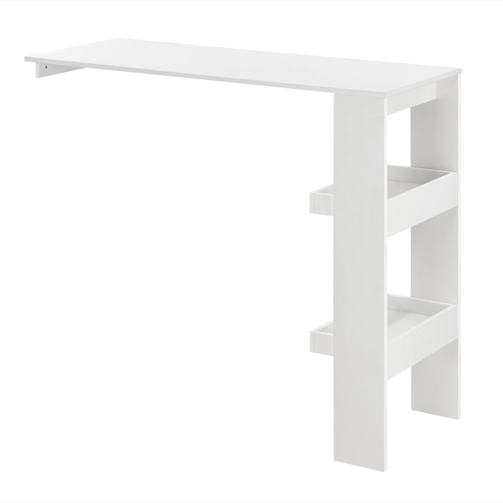 Tavolo Alto Bromölla da Bar Cucina Bancone da Parete con 2 Ripiani 120 x 45 x 106 cm - Bianco [en.casa]