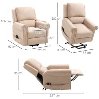 Poltrona Alzapersona Reclinabile fino a 135° con Telecomando e Poggiapiedi, 88x92x106 cm, Marrone Chiaro