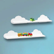 Set di 2 pannelli galleggianti a forma di nuvola bianca - pannelli MDF leggeri per foto a parete con attacco a muro - pannello orizzontale decorativo per camera da letto dei bambini.