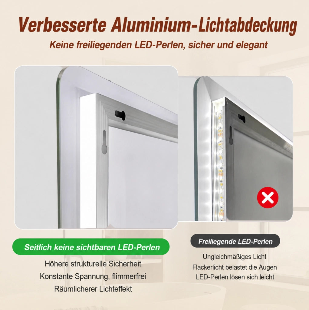 Specchio bagno LED 60x100 cm antiappannamento dimmerabile
