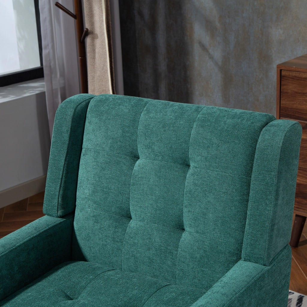 Poltrona Set 2 Pezzi con Schiuma ad Alta Densità, Tessuto Resistente e Gambe in Legno, Verde Retrò