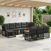 Set di divani da esterno 11 pcs Nero e Grigio scuro Poliestere 3437563